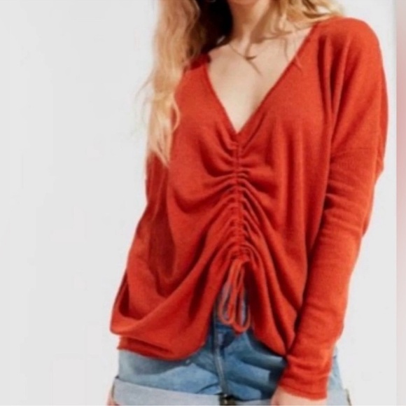 URBAN OUTFITTERS Out From Under Cinched Sweater Burnt Orange Rust Size Small - Picture 1 of 9